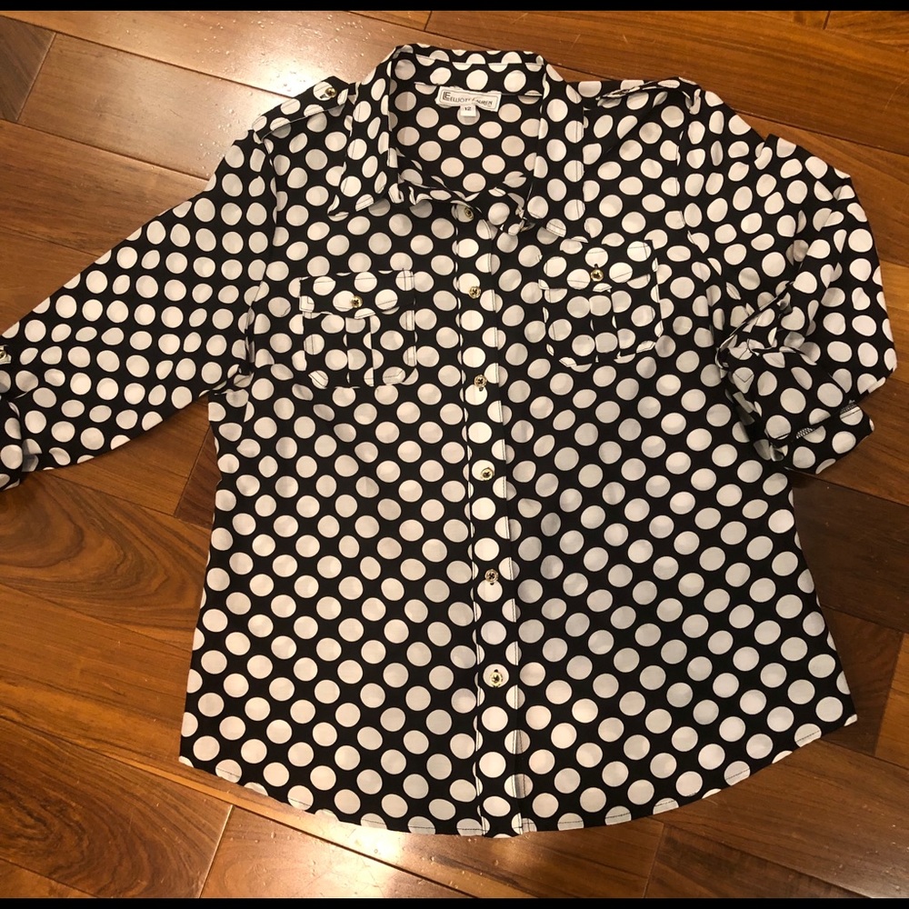 Button up polka dot blouse
